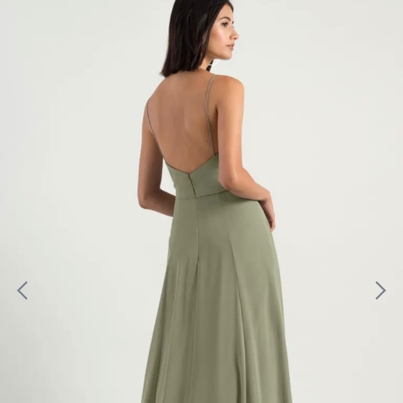 Jenny Yoo Amara Dress - Sage, Luxe Chiffon, Size 8 - Picture 5 of 5